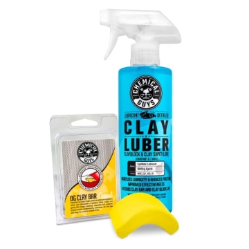 Chemical Guys CLY_113 OG Clay Bar & Lubber Synthetic Lubricant Kit – 16 fl oz, Light/Medium Duty, ...