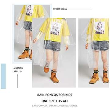 TUNCHMO Disposable Rain Ponchos for Kids 6 Pack