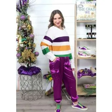 Womens Mardi Gras Shirt Stripes Fat Tuesday Tee Shirt New Orleans Carnival Party Long Sleeve Shirts ...