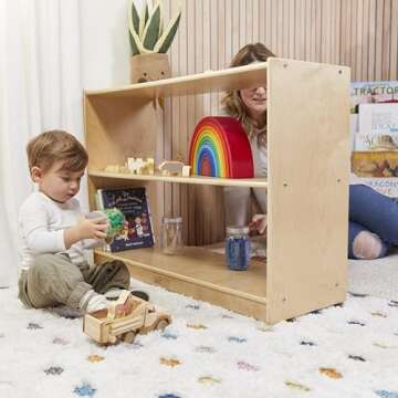 ECR4Kids 2-Shelf Mobile Island Storage Cabinet for Classroom Organization