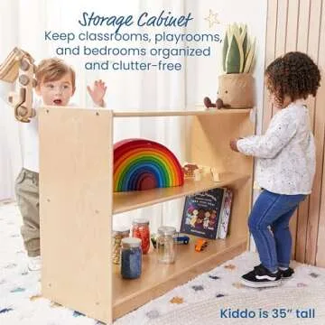 ECR4Kids 2-Shelf Mobile Island Storage Cabinet Design