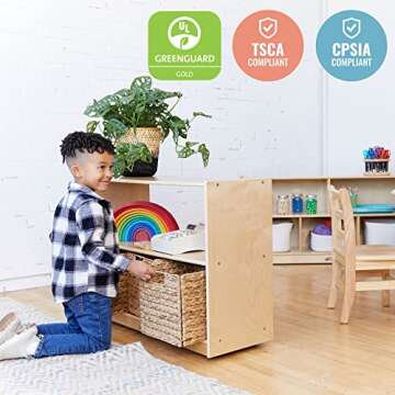 ECR4Kids 2-Shelf Mobile Island Storage Cabinet Design