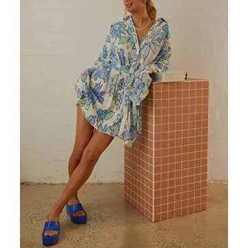 NUFIWI Women Pleated Mini Shirt Dress - Chic & Versatile Style