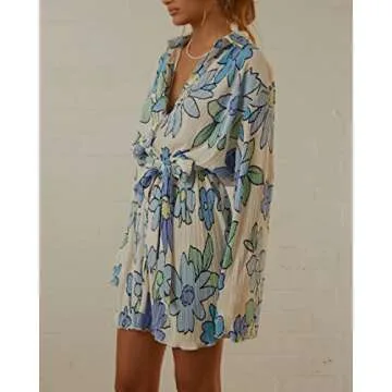 NUFIWI Women Pleated Mini Shirt Dress - Chic & Versatile Style