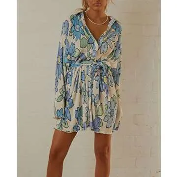 NUFIWI Women Pleated Mini Shirt Dress - Chic & Versatile Style