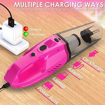 THINKWORK Car Detailing Kit Interior Cleaner, Car Cleaning Kit with 8000PA Cordless Pink Handheld Va...