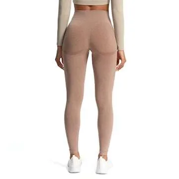 Aoxjox Workout Seamless Leggings for Women Smile Contour High Waisted Gym Yoga Pants Tights 26” (Beaver Marl, Small)