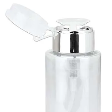PANA 7oz. Professional Push Down Liquid Pumping Clear Bottle Dispenser (Silver Lid with No Wording, 2pc)