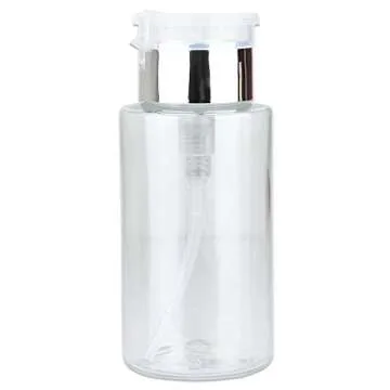 PANA 7oz. Professional Push Down Liquid Pumping Clear Bottle Dispenser (Silver Lid with No Wording, 2pc)