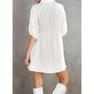 Dokotoo Women's 2024 Casual Cotton Dress with Collared Design