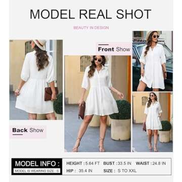 Dokotoo Women's 2024 Casual Cotton Dress with Collared Design