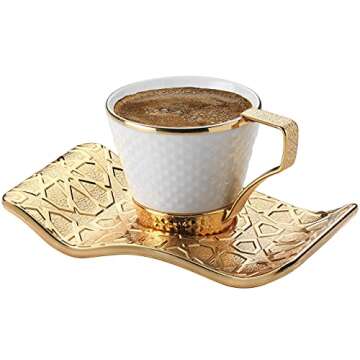 DEMMEX Turkish Greek Arabic Bosnian Coffee & Espresso Cup Set for 6 – 18 Pcs, Porcelain Demitasse ...