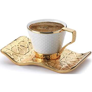 DEMMEX Turkish Coffee Cup Set for 6 - Elegant & Stylish