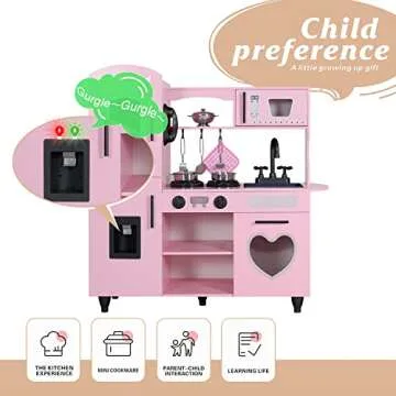 TaoHFE Pink Kids Kitchen Playset with Lights & Sounds