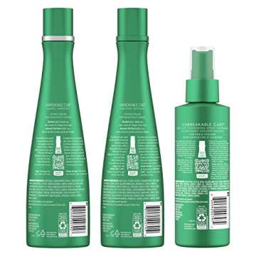 Nexxus Unbreakable Care Shampoo Conditioner and Leave-In Spray 3 Pack For Fine and Thin Hair with Ke...