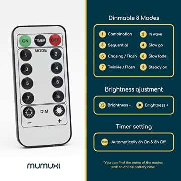 MUMUXI 33ft 100 LED Battery Fairy Lights with Timer
