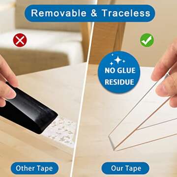 Heavy Duty Double Sided Mounting Tape, 1" x 120", Traceless and Removable Nano Adhesive Tape for Outdoor and Indoor, Strong Stick Clear Two Sided Gel Grip Tape (10 FT)