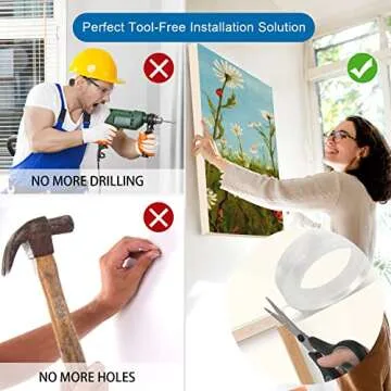 Heavy Duty Double Sided Mounting Tape, 1" x 120", Traceless and Removable Nano Adhesive Tape for Outdoor and Indoor, Strong Stick Clear Two Sided Gel Grip Tape (10 FT)