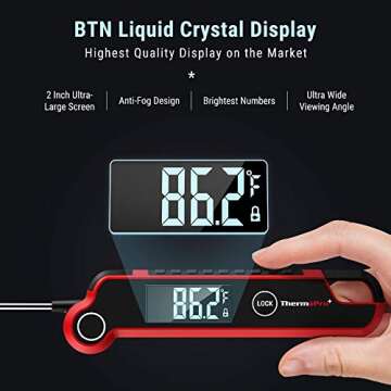 ThermoPro TP620 Instant Read Meat Thermometer Digital, Cooking Thermometer with Large Auto-Rotating ...