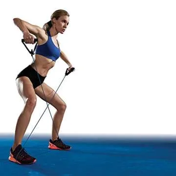 SPRI Resistance Bands with Handles - Exercise Resistance Tube Bands for Strength Training Fitness - Workout Arms, Chest, Back, Shoulders – Blue, Medium