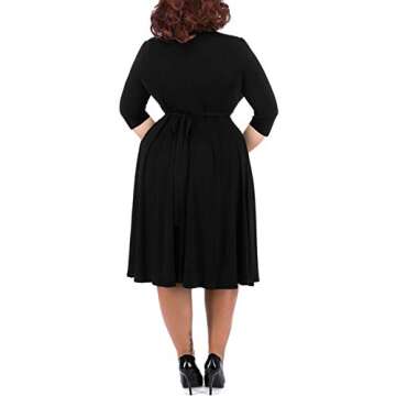 Nemidor Women's V-Neckline 3/4 Sleeve Stretchy Casual Midi Plus Size Bridesmaid Dress NEM253 (16, Bl...