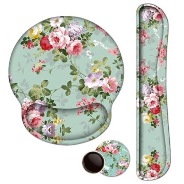 Keyboard Wrist Rest Pad and Mouse pad with Wrist Rest Support Set, Non Slip Rubber Base Wrist Support Mousepads with Ergonomic Memory Foam for Home Office Working,Durable & Comfortable & Lightweight