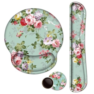 Keyboard Wrist Rest Pad and Mouse pad with Wrist Rest Support Set, Non Slip Rubber Base Wrist Support Mousepads with Ergonomic Memory Foam for Home Office Working,Durable & Comfortable & Lightweight