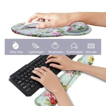 Keyboard Wrist Rest Pad and Mouse pad with Wrist Rest Support Set, Non Slip Rubber Base Wrist Support Mousepads with Ergonomic Memory Foam for Home Office Working,Durable & Comfortable & Lightweight