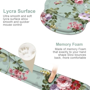 Keyboard Wrist Rest Pad and Mouse pad with Wrist Rest Support Set, Non Slip Rubber Base Wrist Support Mousepads with Ergonomic Memory Foam for Home Office Working,Durable & Comfortable & Lightweight