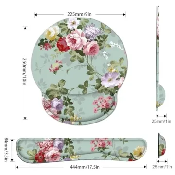 Keyboard Wrist Rest Pad and Mouse pad with Wrist Rest Support Set, Non Slip Rubber Base Wrist Support Mousepads with Ergonomic Memory Foam for Home Office Working,Durable & Comfortable & Lightweight