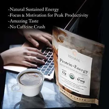 Truvani Protein + Energy Drink Mix - Vanilla Latte, 20 Servings