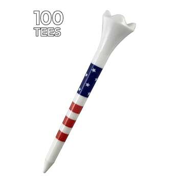 3-1/4" Pride Performance Plastic Golf Tees, Stars and Stripes, 100 Count - Designed for Less Frictio...
