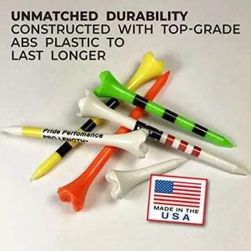 3-1/4" Pride Performance Plastic Golf Tees, Stars and Stripes, 100 Count - Designed for Less Friction and Longer Drives - Made in the USA