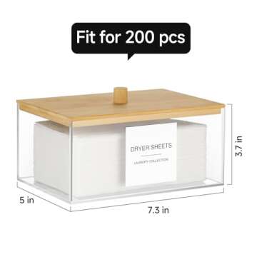 TIPGO Acrylic Dryer Sheet Holder with Lid, Clear Laundry Sheets Container with 27 Labels, Laundry Pods Storage for Laundry Room Organization