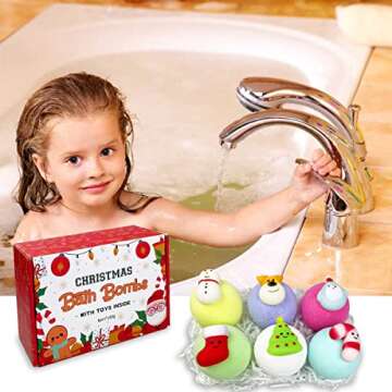 QINGQIU Christmas Bath Bombs with Fun Squishy Toys