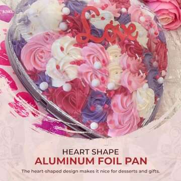 KitchenDance 8 Inch Disposable Heart Aluminum Pans With Lids - Heart Shape Aluminum Cake Pan Perfect...