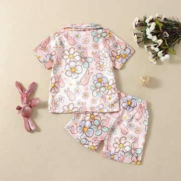 MAINESAKA Baby Girl Short Sleeve Button Down Tops And Shorts Snug Fit Pajamas Set 2 Piece Silk Satin...
