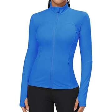 GYM RAINBOW Workout Jackets for Women, Full Zip Slim Fit Lightweight Athletic Running Sports Track J...