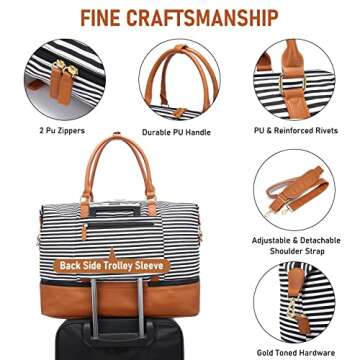 Sucipi Women’s Canvas Travel Duffle with Shoe Compartment