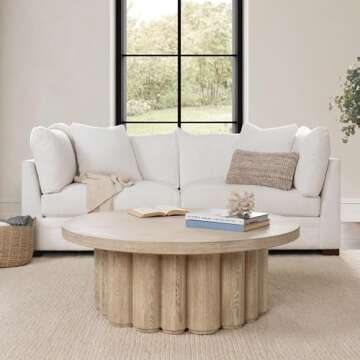 Classic Home Tiber 48" White Washed Oak Veneer Wood Coffee Table