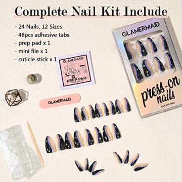 GLAMERMAID Black Press-on Nails for Effortless Elegance