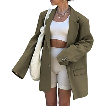 Grlasen Women’s Elegant Long Sleeve Lapel Blazer Green