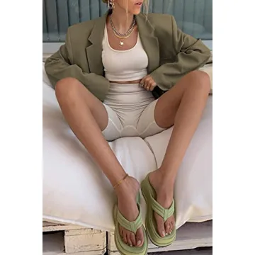 Grlasen Women’s Elegant Long Sleeve Lapel Blazer Green