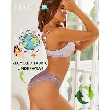FINETOO Eco-Friendly Lace Seamless Bikini Panties 5 Pack