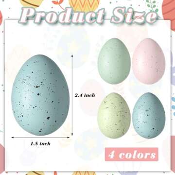 SiliFine Easter Speckled Eggs 2.4 in Plastic Speckled Eggs Bowl and Vase Filler Faux Chicken Eggs fo...