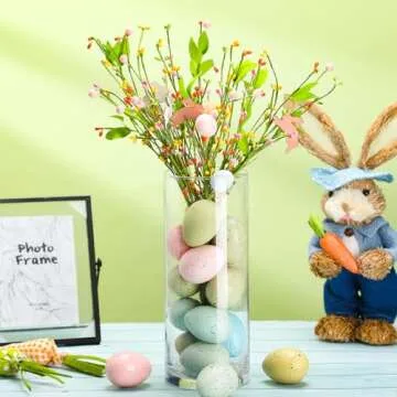 SiliFine Easter Speckled Eggs 2.4 in Plastic Speckled Eggs Bowl and Vase Filler Faux Chicken Eggs for DIY Spring Displays and Easter Decorations (Pink, Blue, Yellow, Light Blue,16 Pcs)