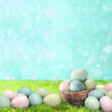 SiliFine Easter Speckled Eggs 2.4 in Plastic Speckled Eggs Bowl and Vase Filler Faux Chicken Eggs for DIY Spring Displays and Easter Decorations (Pink, Blue, Yellow, Light Blue,16 Pcs)