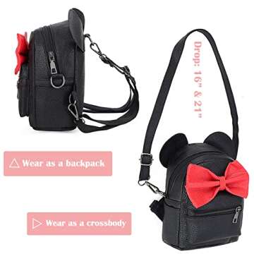 Sunwel Girls Mini Backpack Purse with Mouse Ear Bow