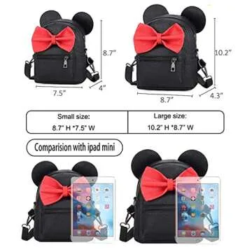 Sunwel Girls Mini Backpack Purse with Mouse Ear Bow