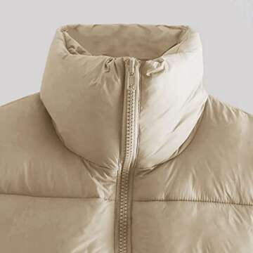 Hixiaohe Women's Winter Crop Vest Puffer Lightweight Stand Collar Padded Vest Zip Up Sleeveless Jacket